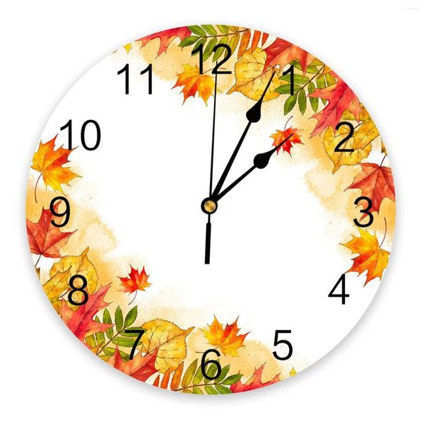 Настенные часы, осенние оранжевые акварельные ретро-часы, современный дизайн, бесшумные часы для спальни, кухни, круглые подвесные часы