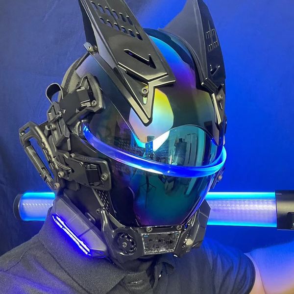 Maschere per feste Scorrimento schermo Luce orizzontale Luce fredda Maschera cyberpunk Cosplay Attrezzatura sci fi Accessori per festival musicali Adulto 231204