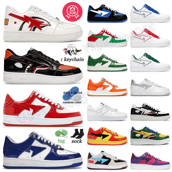 Star Shoes Designer Bapestar Sta OG Sneakers casual Big Size 47 Luxury A Bathing Ape Scarpe da ginnastica con plateau da donna per uomo Pelle verniciata Bianco Rosso Blu SK8 Sneakers Mocassini