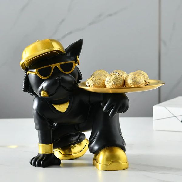 Oggetti decorativi Figurine Pirata Bulldog Figurina Statua di cane Scatola di immagazzinaggio Ornamento animale Resina Artigianato Arte Scultura Casa Cucciolo 231204