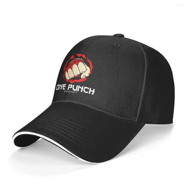 Cappellini da baseball One Punch Mindset Boxer Berretto da baseball Fist Fight Logo rosso Cool Anime Outdoor Casual Trucker Hat Street Style femminile