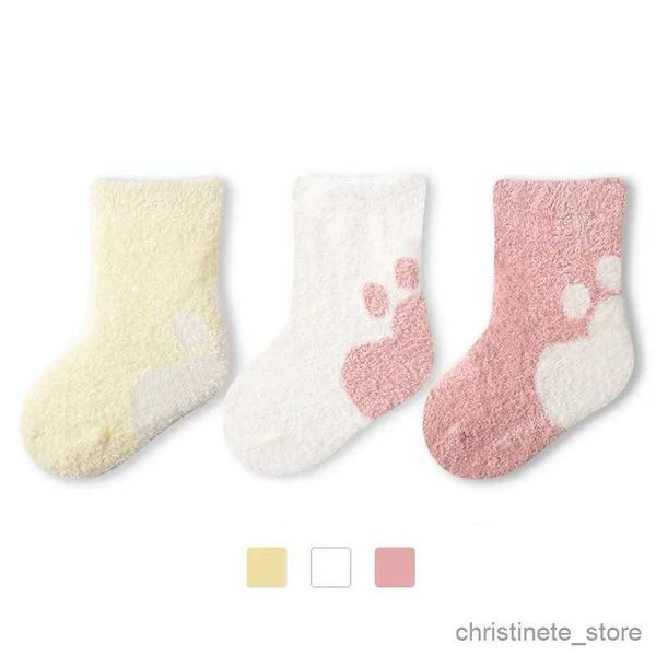 Kindersocken Babysocken Herbst und Winter reiner Baumwollplüsch und verdickter Korallensamt Winterwärme Neugeborenes Baby mittlere Röhrensocken R231204