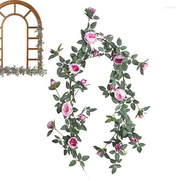 Fiori decorativi 1,8 m Viti di fiori Produzione di pareti nuziali Decorazione del soffitto Ghirlanda floreale artificiale Accessori per decorazioni per la casa con rose finte