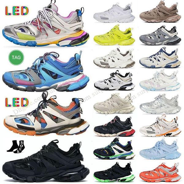 Designer Track LED 3.0 Sapatos Casuais Sapatilhas Completa Preto Branco Verde Vermelho Transparente Nitrogênio Cristal Bottoms Triple S 17FW Running Shoes Mens Womens Outdoor Trainers