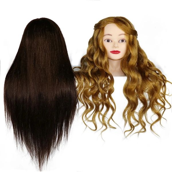 Bonecas misturadas cabelo treinamento cabeça cabeleireiro prática 60 modelo real tecelagem maquiagem boneca para salão de beleza 231204