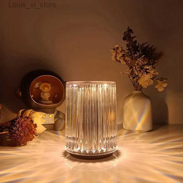 Night Lights Crystal Table Lamp Rechargeable Bar Table Lamp 3/16 Colors Atmosphere Lamp For Bedroom Bedside Touch Control LED Night Light YQ231204