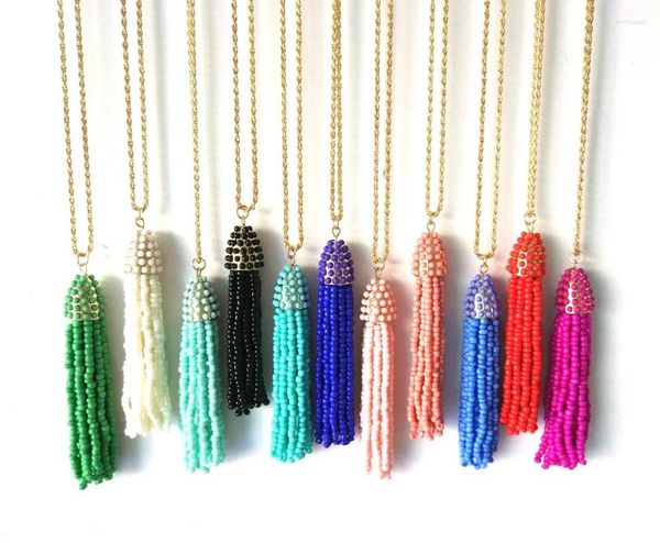 Ожерелья с подвесками, длинная цепочка из бисера, разноцветные для летнего модного женского ожерелья
