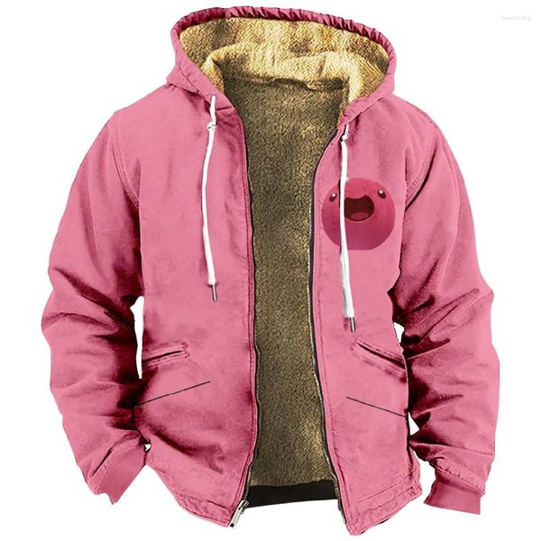 Hoodies masculinos slime rancher 2 jogo jaqueta com capuz geometria zíper impressão 3d casual diário feriado velo roupas de inverno