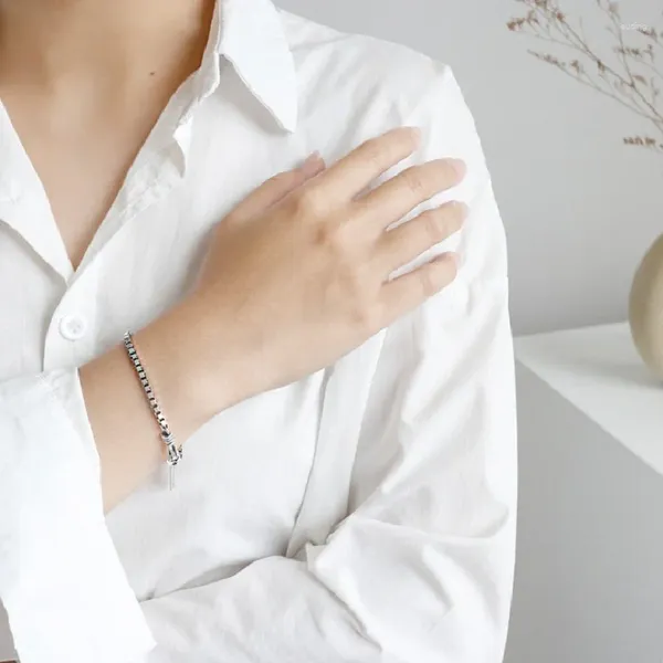 Charm Armbänder 2023 Einfaches Design Silber Farbe Vintage Box Kettenarmband für Paarschmuck Geburtstag Jahrestagsgeschenk