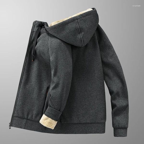 Felpe con cappuccio da uomo Plus Size 8XL Alta qualità maschile Fodera in pelliccia calda Abbigliamento sportivo Giubbotti Felpa Giacca in pile Cappotto invernale in agnello