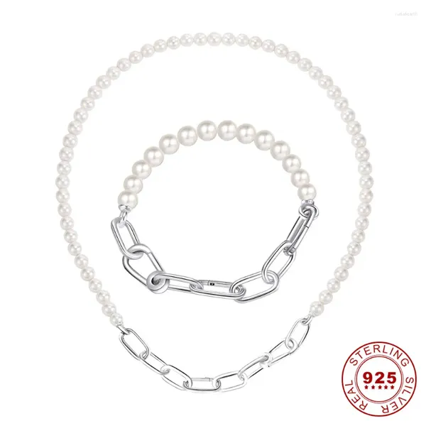 Цепи Аутентичный жемчужный браслет Серебряные ювелирные изделия Ожерелье подходят оригинальный медальон для меня Подвеска для женщин DIY S925 подарок