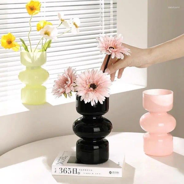 Vasos minimalista e nicho vaso de vidro decoração sala de estar desktop ins estilo bonito preto rosa casa flor