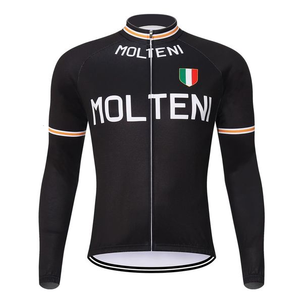 Radtrikot-Sets MOLTENI Retro Molteni Herren Radtrikot Teamkleidung Fahrrad Langarm Winter Triathlon Sportbekleidung Schwarz Herren 231204