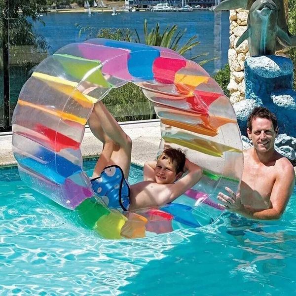 Rolo inflável da roda de água das crianças grande 40 polegadas de diâmetro piscina flutua brinquedos para piscina, praia, gramado, festa da família do verão