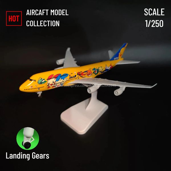 Flugzeugmodell Maßstab 1 250 Metallnachbildung JAPAN ANA B747 Flugzeug Luftfahrtmodell Büro Heimdekoration Miniaturkunst Kind Fidget Boy Spielzeug 231204