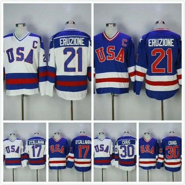 Altri articoli sportivi 1980 Miracle on Ice Team USA Jim Craig 17 21 30 Maglia da hockey All Stitched 231204