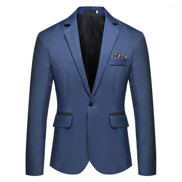 Abiti da uomo Abito da uomo Cappotto Giacca da lavoro formale Bottone singolo Slim Fit Manica lunga Colletto rovesciato Giacca da sposo Groomsman