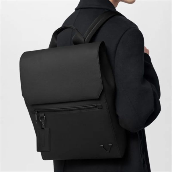 Flap mens designer mochila de couro genuíno luxo grandes mochilas clássico designer bookbag plain back pack duas alças sacos 2312043bf