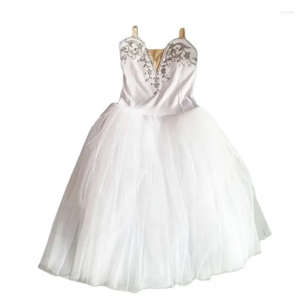 Abbigliamento da palcoscenico Vestito da balletto per bambini Ragazze Donne Tutu romantico Tulle Cigno bianco Costumi di performance di danza Ragazza Ballerina per adulti