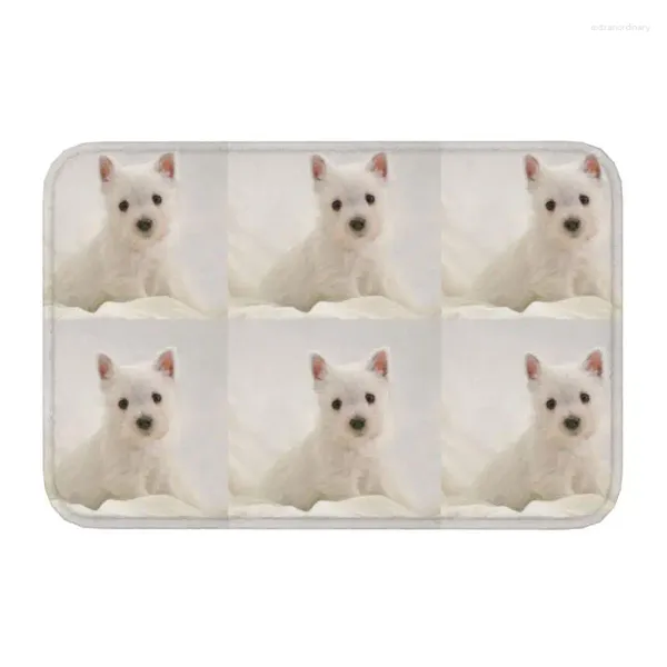 Tapetes personalizados Westie Highland Terrier Capacho Tapete Anti-Slip Dog Kitchen Bath Tapete Tapete 40/60cm