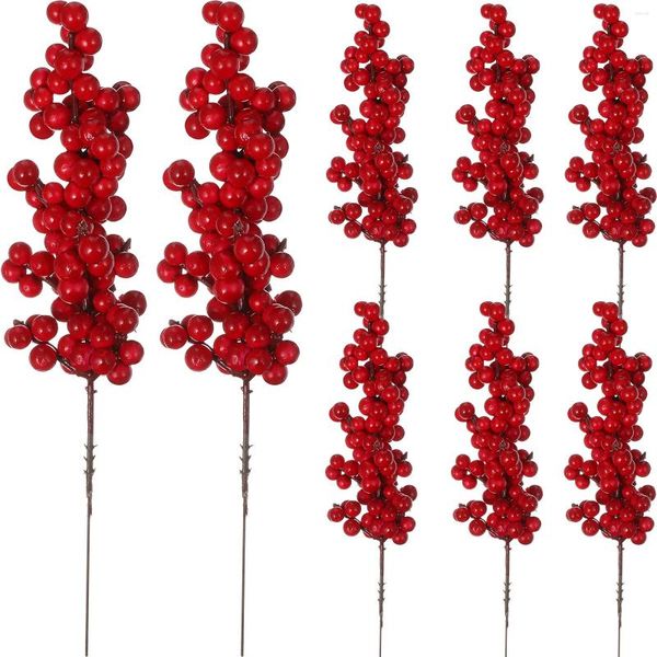 Fiori decorativi 8 pezzi steli di bacche rosse artificiali bacche di agrifoglio invernale scelte artigianali composizione floreale per albero di Natale ghirlanda fai da te