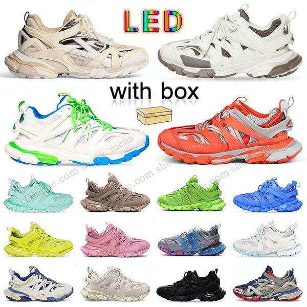 Balencigalies Track LED 3.0 scarpe firmate uomo donna versione notturna scarpe da ginnastica balenciaha Rosa Blu Arancione Viola Giallo Verde Tess.S. Scarpe da ginnastica con led Gomma Tracks dhgate