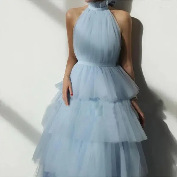 Abiti da festa Abito da ballo con accenti di colore alla caviglia Tulle Lunghezza al ginocchio Matrimonio a strati per le donne Abiti eleganti