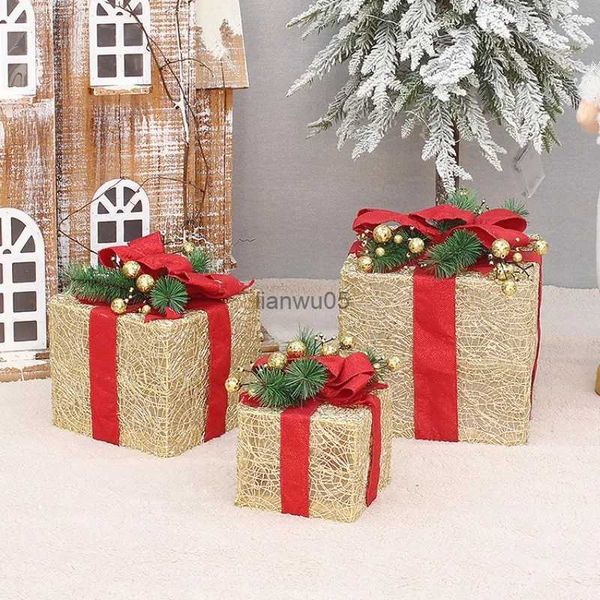 Decorazioni natalizie Set da 3 pezzi Confezione regalo di Natale Stack 2023 Decorazioni natalizie Liquidazioni Hotel Mall Vetrina Albero di Natale Ornamento XmasL231117