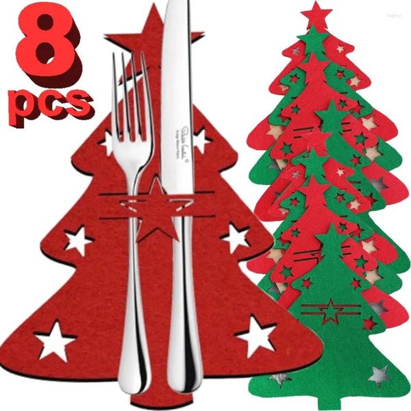 Decorazione per feste Christmas Tree Tollery Thopent Fork Knife Take Table Hors Torta borse da tavolo da pranzo in feltro