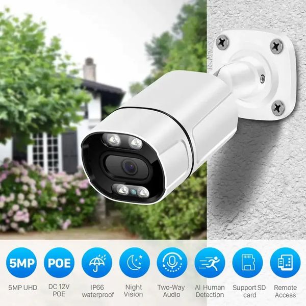 5MP 3MP 2MP 12V 48V POE IP Kamera Dış Mekan AI İnsan Algılama Ses HD Güvenlik CCTV Kamera P2P Kızılötesi Su Geçirmez