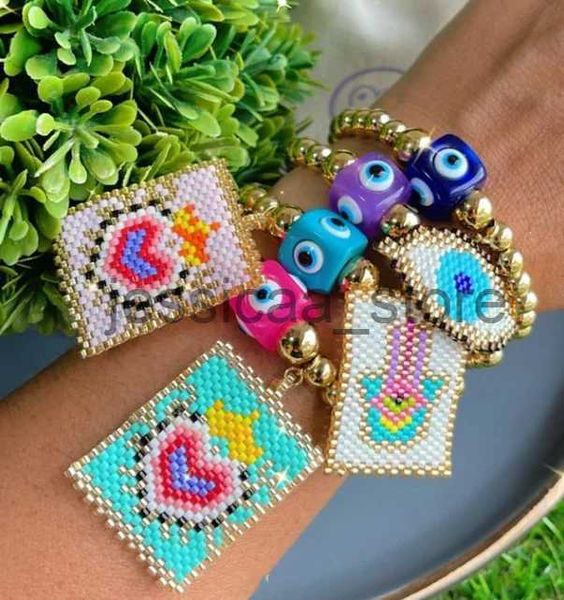 Corrente Go2boho Banhado A Ouro Frisado Pulseira Miyuki Pulseiras Artesanais Para Mulheres Dainty Jóias Mal Olho Amor Coração Mãe Charme 2023 Novo Em J231204