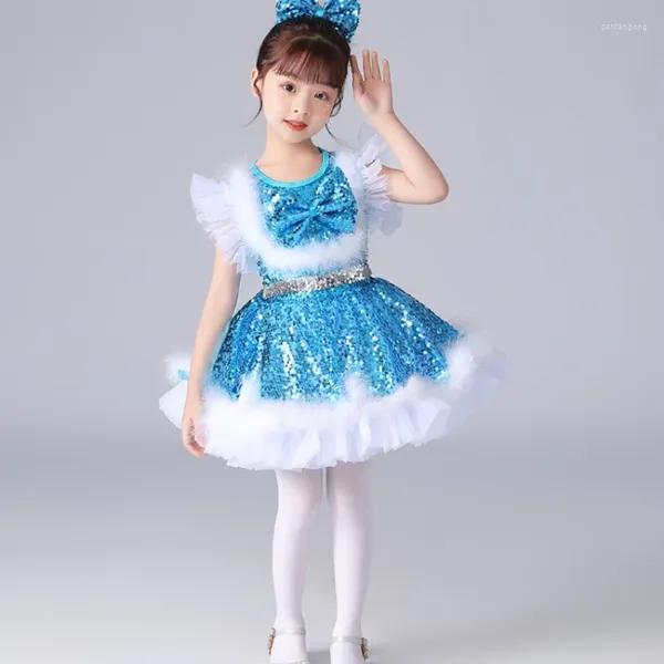 Сценическая одежда, танцевальное платье с блестками, детский костюм для девочек, наряд для девочек, танцевальная одежда болельщика