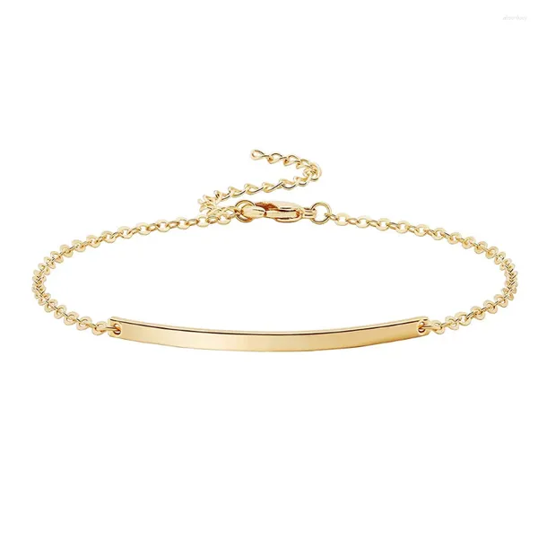 Charme Pulseiras MinaMaMa Minimalista Aço Inoxidável Em Branco Geométrico Bend Vara Para Mulheres Na Moda Simples Pulseira Jóias