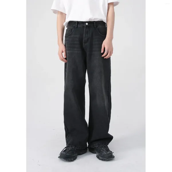 Мужские джинсы Мужские брюки 2023 Четыре сезона Корейский стиль Прямые черные серые широкие брюки осенне-зимние