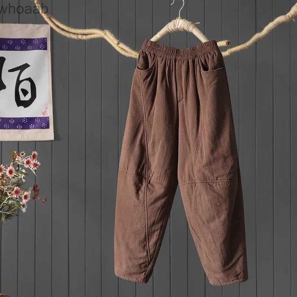 Männer Hosen Winter Hosen Frauen Baumwolle Gesteppt Dicke Warme 2023 Vintage Lose Faul Elastische Taille Casual Große Größe Rettich leinen Hosen z3241 YQ231204