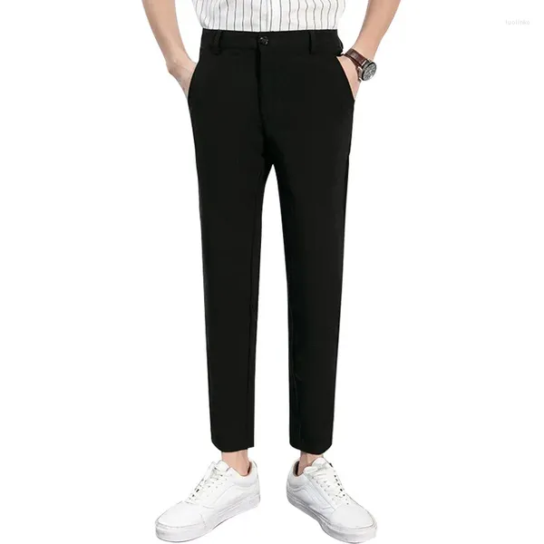 Abiti da uomo Pantaloni formali stile coreano Colore nero 9 parti Vestibilità slim dritta