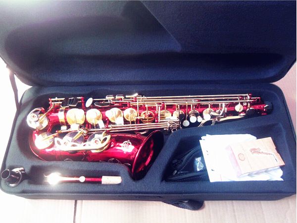 Melhor qualidade vermelho saxofone alto japão marca saxofone alto e-flat instrumento de música com bocal profissional