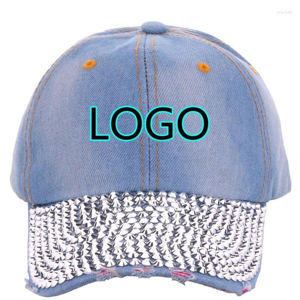 Ball Caps Benutzerdefinierte Logo Unisex Strass Cowboy Baseball Outdoor Frauen Einstellbare Snapback Papa Hut Persönlichkeit Männer Trucker Cap