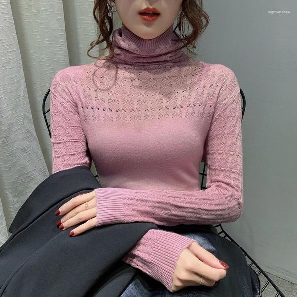 Kadın Sweaters Triko Külot Kalın Sıcak Dantelli Tığ işi Yarım Yelt Belekten Çıkarma Sonbahar Kafası İnce-Fit Alt Gömlek Moda