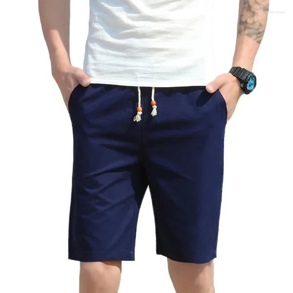 Pantaloncini da uomo per uomo Estate Casual Spiaggia Tinta unita Traspirante Comodo Pantaloni sportivi al ginocchio Vita elastica da uomo