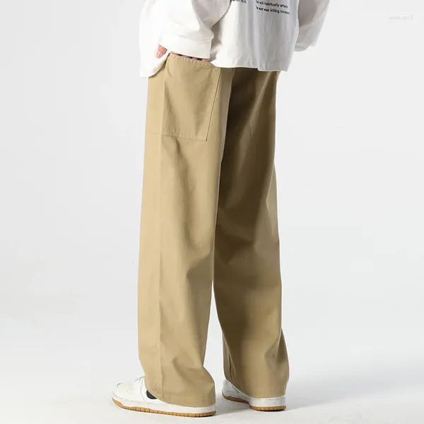 Pantaloni da uomo Abbigliamento da lavoro Gamba larga in cotone da uomo Primavera Autunno 2023 Moda classica Bagy Dritto Casual Maschio Drappeggio Khaki Grigio