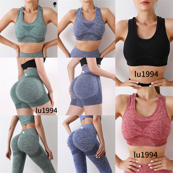 Lu Lu Yoga Leggings Mulheres Shorts Colete de duas peças Calças cortadas Roupas Lady Sports Ladies Calças Exercício Fiess Wear Meninas Running Leggings Gym Sli