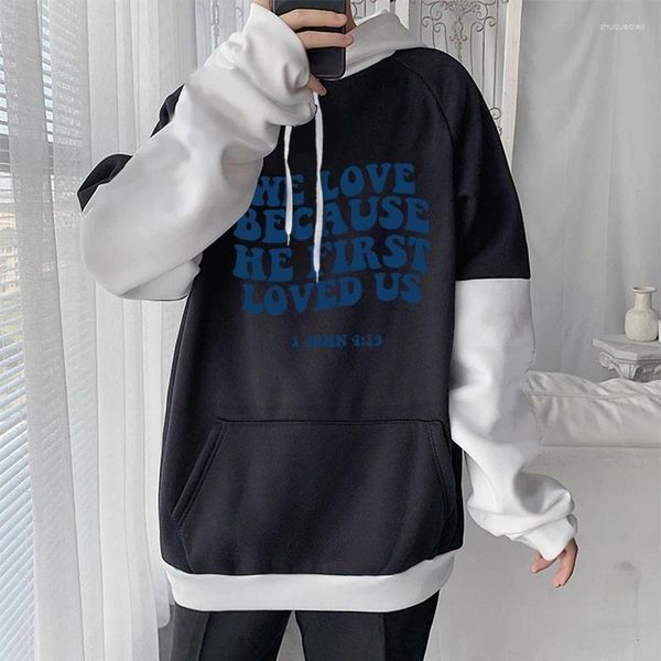 Männer Hoodies Männer Frauen Klassische Einfache Patchwork Persönlichkeit Koreanischen Stil Hight Street Winter Warme Pullover Casual Lose Sweatshirt