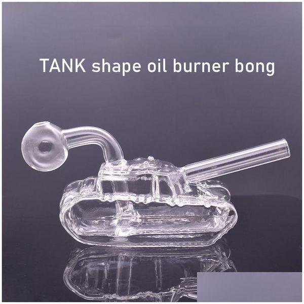 Smoking Pipes Mini Tank Glass Oil Burner Water Rig Small Bongs Hookahs Downstem Filter Bubbler Ash Catcher Dab With 14Mm Male Oi Drop Dhccv