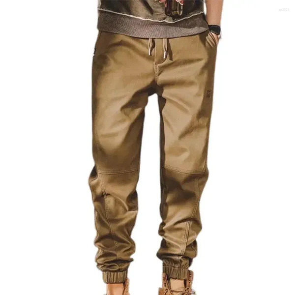 Мужские брюки, мужские брюки свободного покроя с завязками на щиколотке, весенне-осенние брюки-карго в стиле ретро с завязками