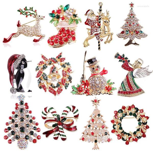 Spille Spilla di Natale Alla moda Elegante Albero Scarpe per anziani Corona di alce Fiocco di neve Campana Spilla per uomo e donna Regalo di anno