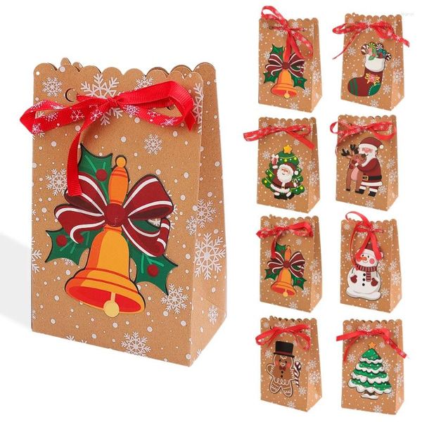 Envoltório de presente 1/3pcs Kraft Paper Candy Box Square Caixas de embalagem de chocolate para suprimentos de aniversário de ano de Natal