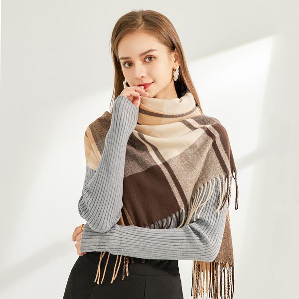 Autunno inverno Nuova imitazione Cashmere Scarf Women, sciarpa calda ispessita e crittografata, scialle di nappa di temperamento socialite per capispalla