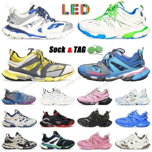 Top LED Designer Track 3 3.0 Paris Scarpe casual uomo donna piste led Triple bianco nero Scarpe da ginnastica Tess.s.Gomma runner 7 Trainer Sneakers con plateau in nylon stampato arancione