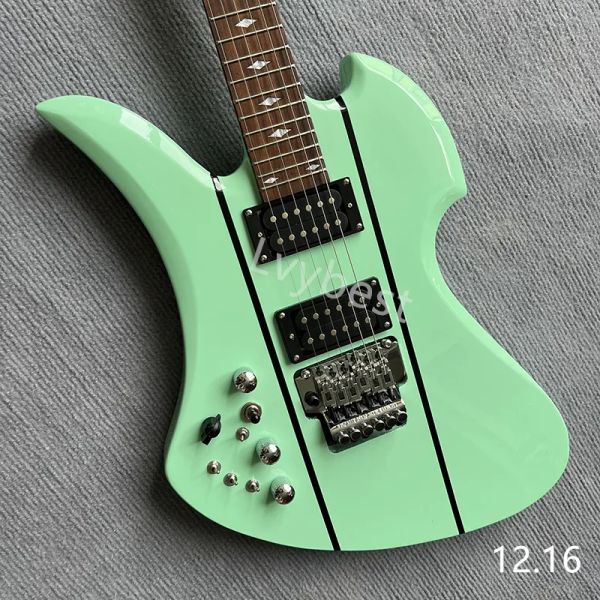 Linkshänder B Rich Light Green E-Gitarre Floyd Rose Tremolo Bridge Diamond Inlay Chrome Hardware